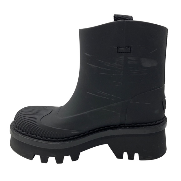 CHLOE BLACK RUBBER RAIN ANKLE BOOTS - Picture 3 of 10